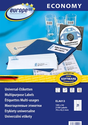 Avery Europe 100 universal label 70 x 42.3 mm, 2100 pieces.